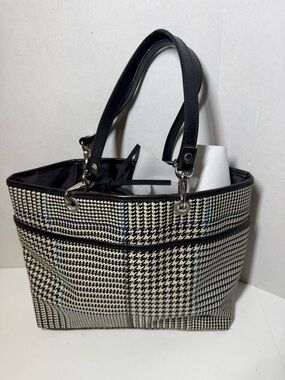 Vintage Lauren Ralph Lauren Houndstooth Tote Bag Brown Plaid
